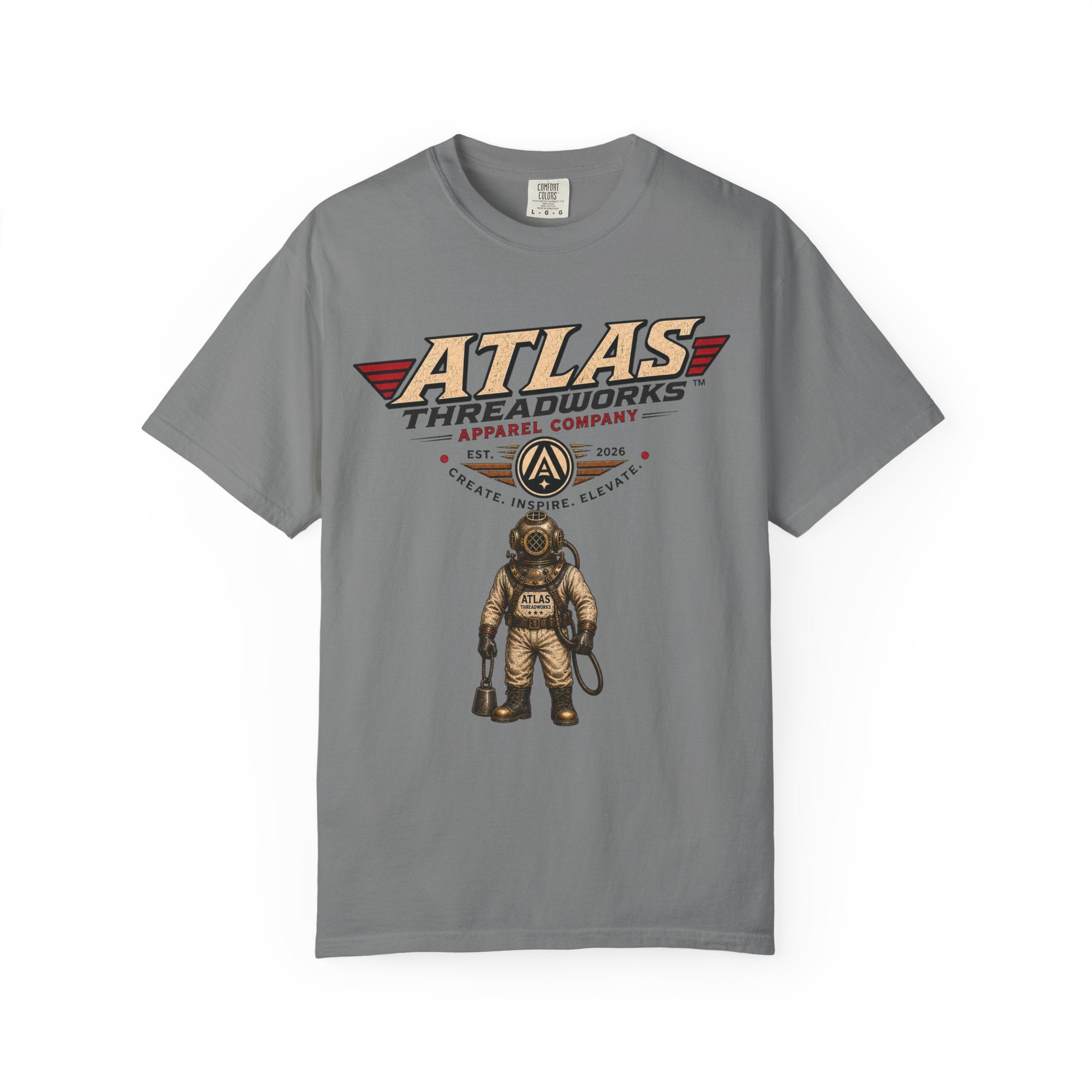 Atlas Threadworks Vintage Dive Helmet T‑Shirt — Nautical Anchor Graphic Tee