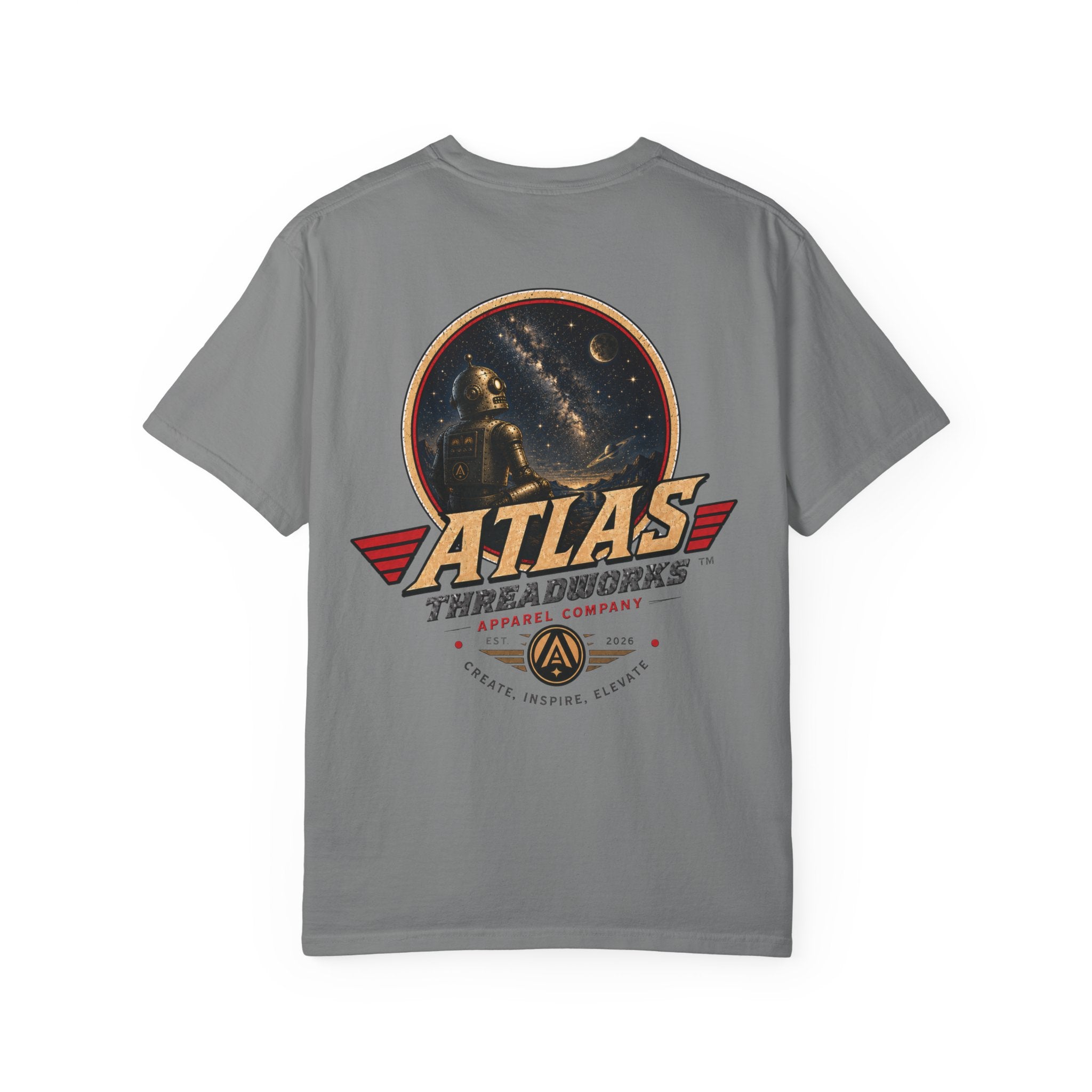 Atlas Threadworks T-Shirt — Vintage Robot and Sky Space Logo Tee