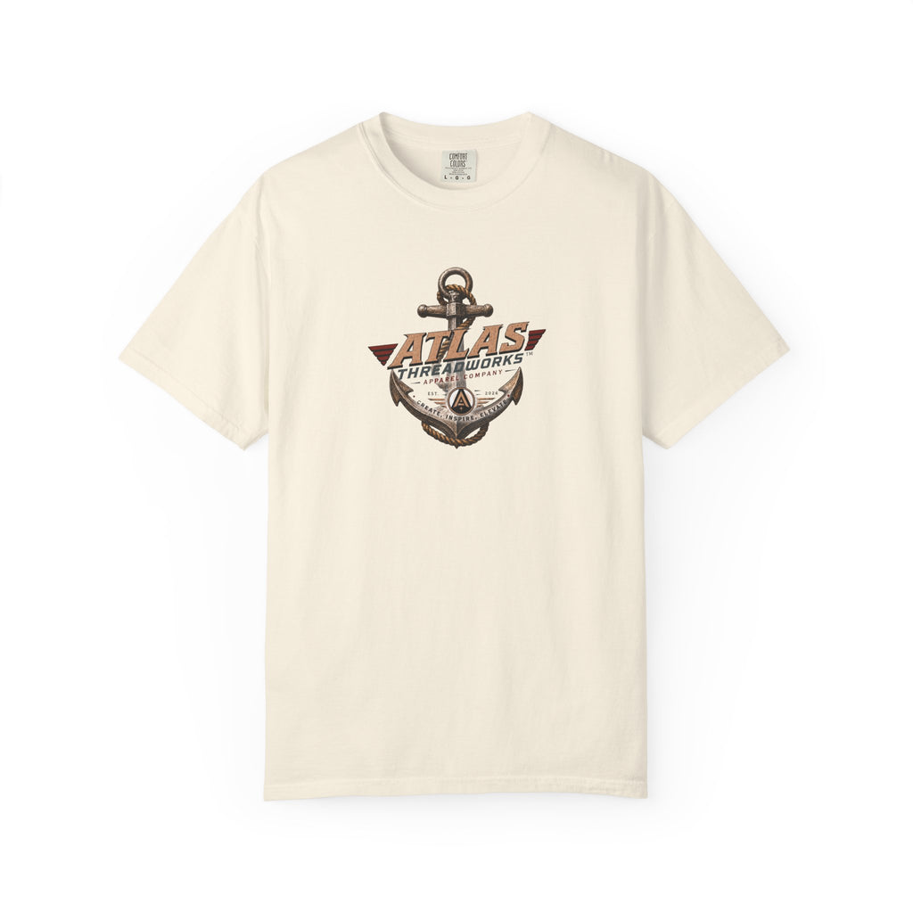 Nautical Anchor T-Shirt — "Atlas Threadworks" Vintage Sailboat Graphic