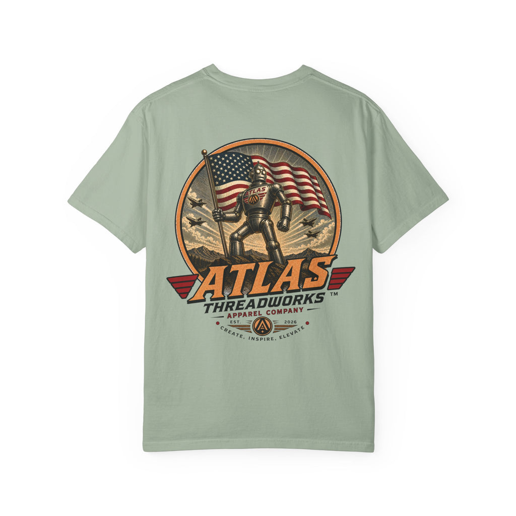 Atlas Threadworks Graphic T-Shirt — Vintage American Flag Atlas Design