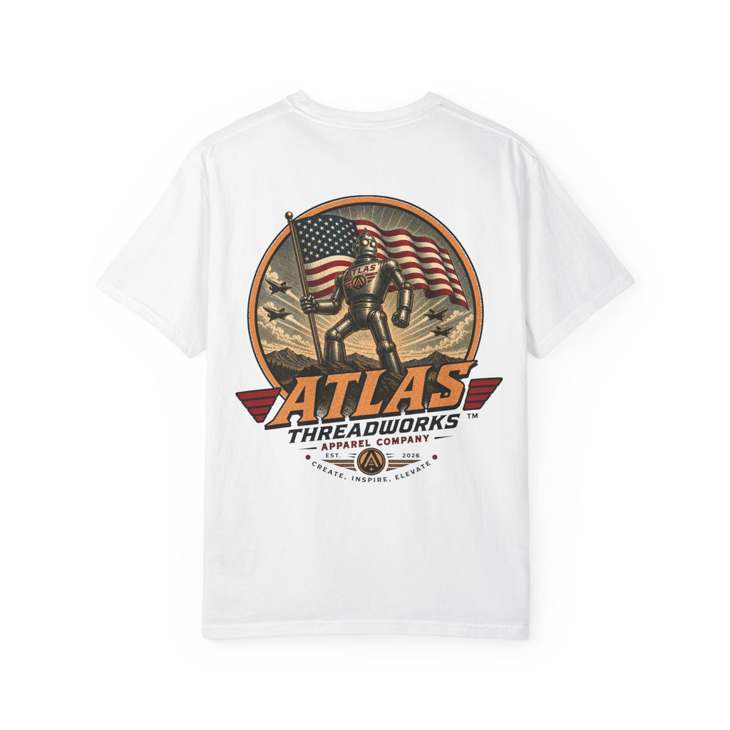 Atlas Threadworks Graphic T-Shirt — Vintage American Flag Atlas Design