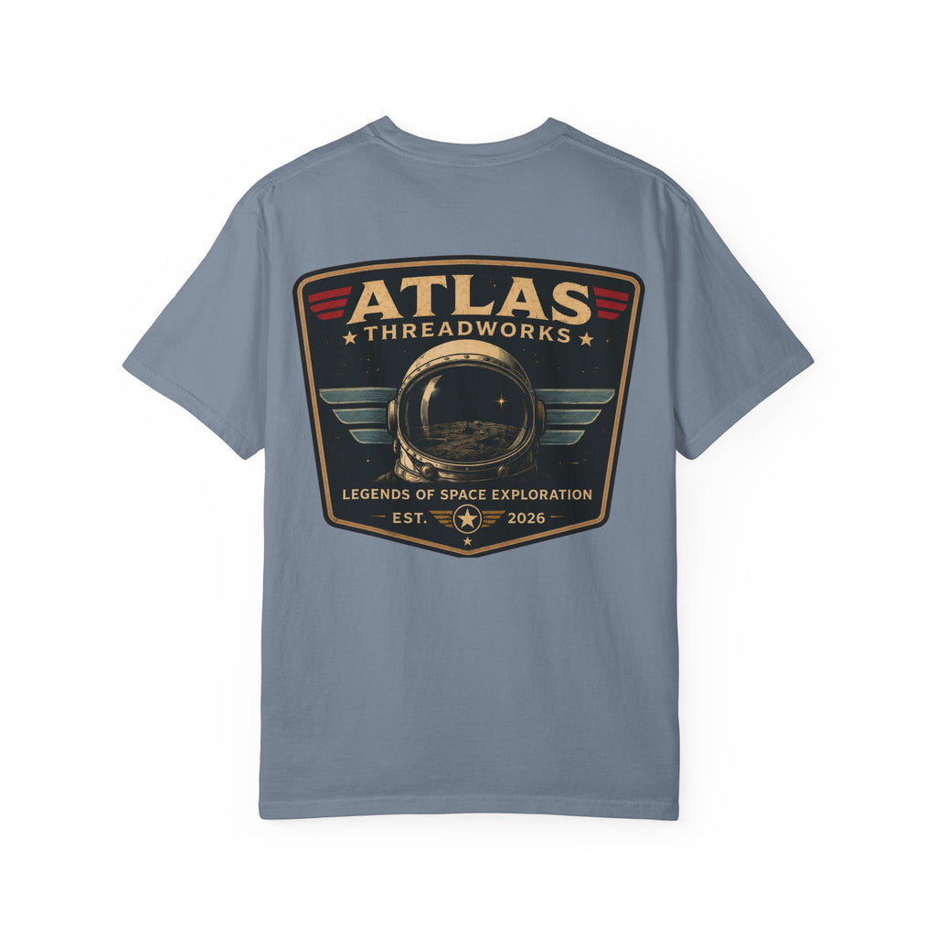 Atlas Threadworks Space Exploration T-Shirt — Retro Space Helmet Logo