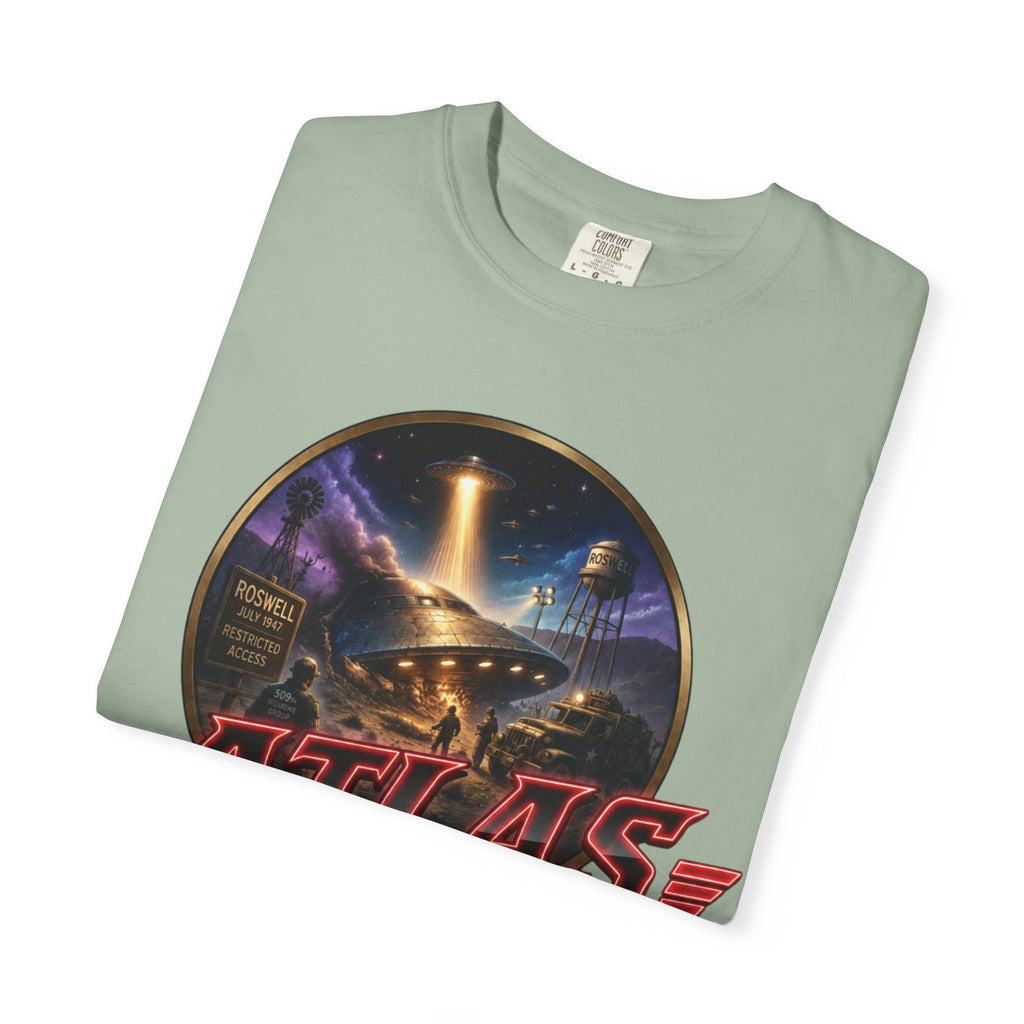 Atlas Threadworks Vintage Neon Roswell UFO Crash Graphic T-Shirt