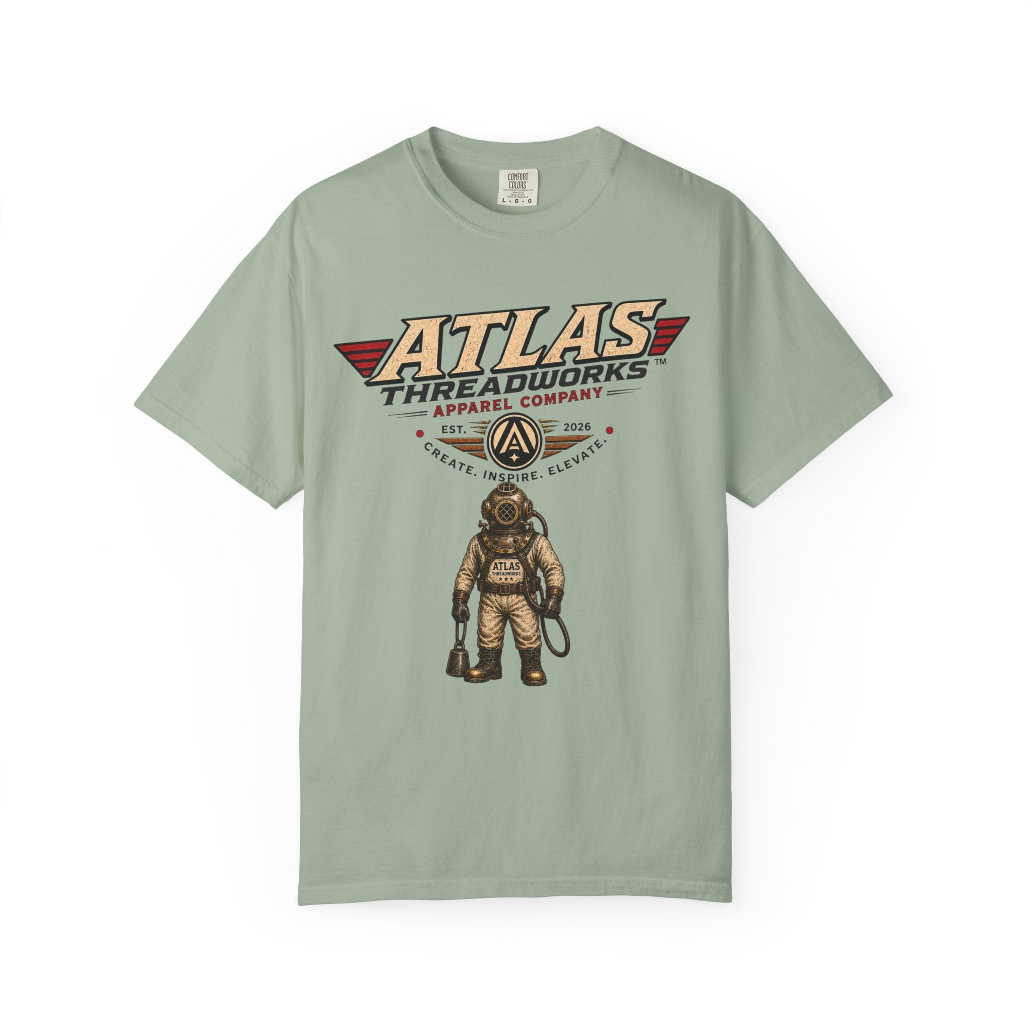 Atlas Threadworks Vintage Dive Helmet T‑Shirt — Nautical Anchor Graphic Tee