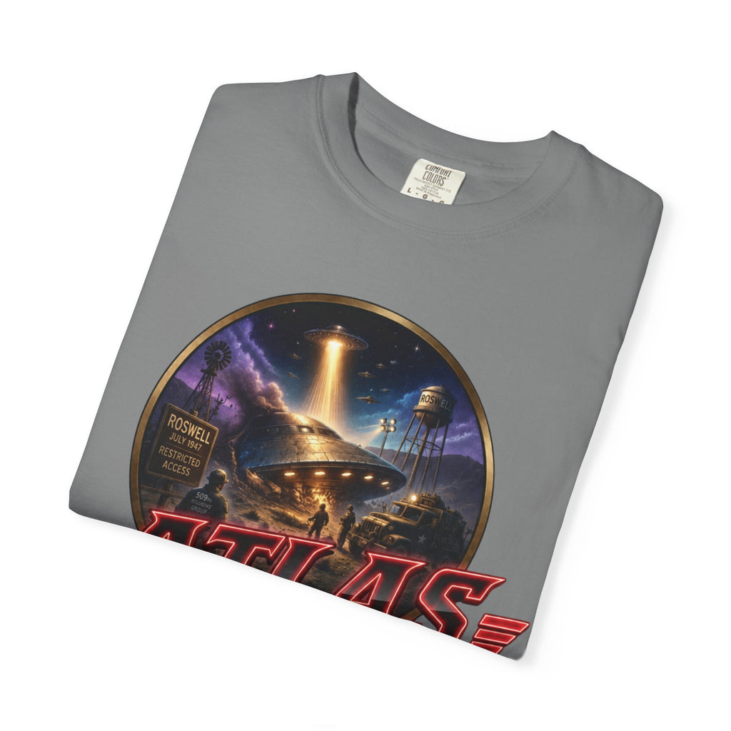 Atlas Threadworks Vintage Neon Roswell UFO Crash Graphic T-Shirt