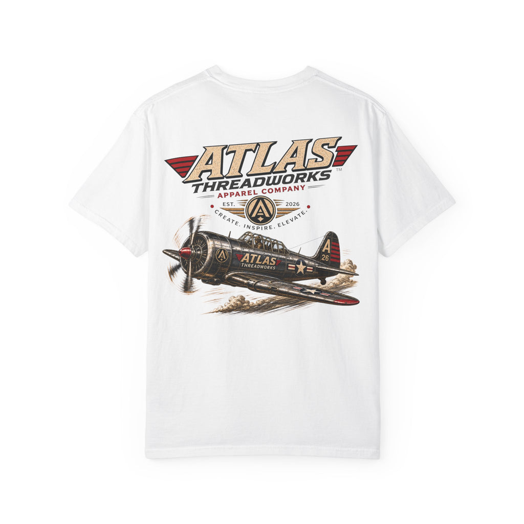 Aviation Graphic T-Shirt — "Atlas Threadworks" Vintage Warplane Design