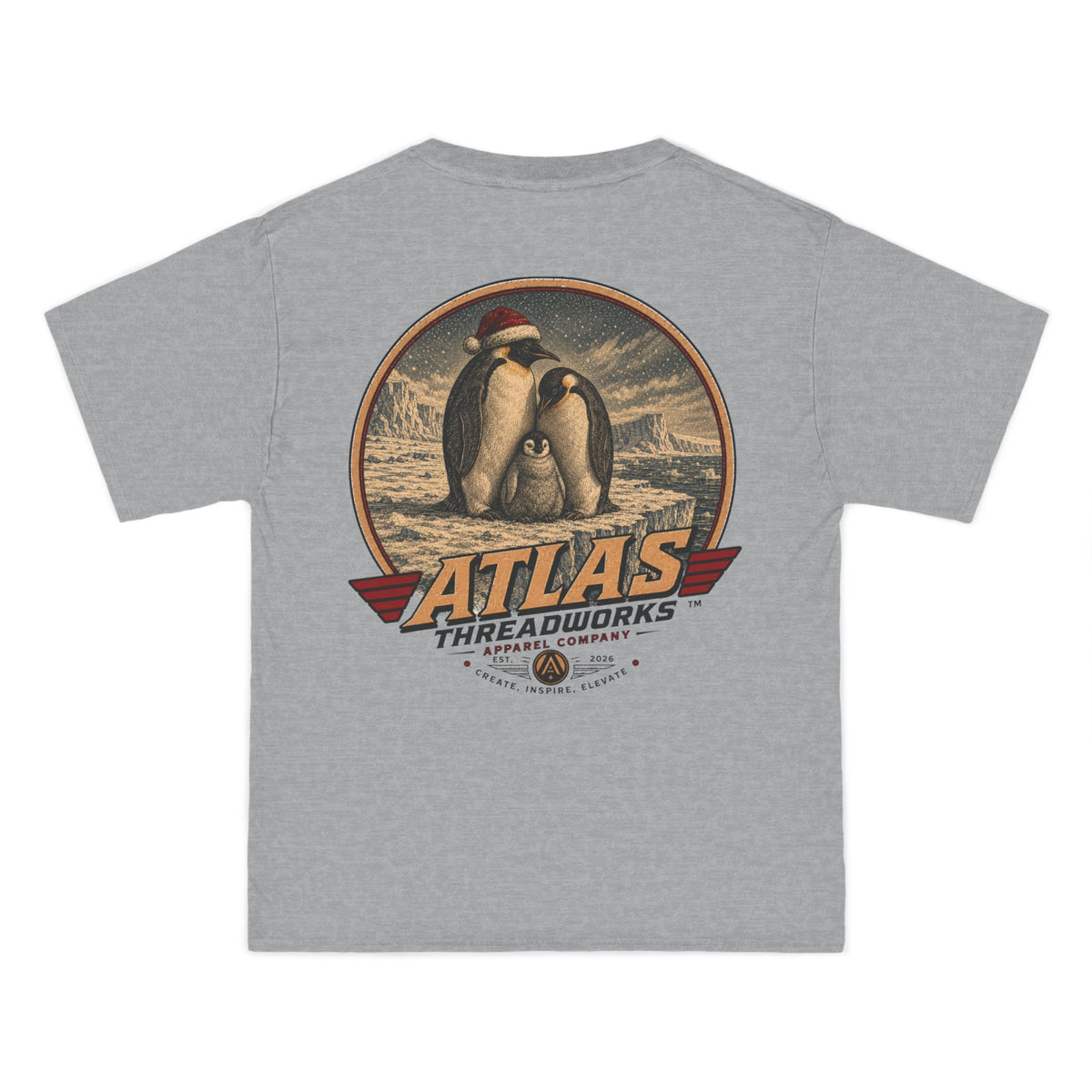 Atlas Threadworks Vintage Christmas Penguin Graphic T-Shirt