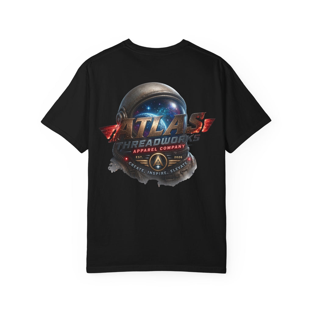 Graphic T‑Shirt — "Atlas Threadworks" Space Helmet Logo Tee