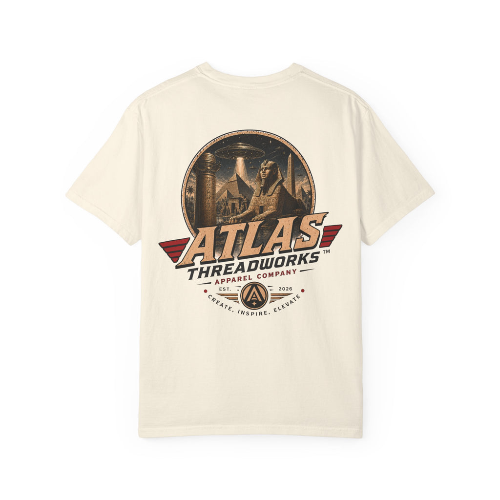 Atlas Threadworks Vintage Logo T‑Shirt Ancient Egypt UFO