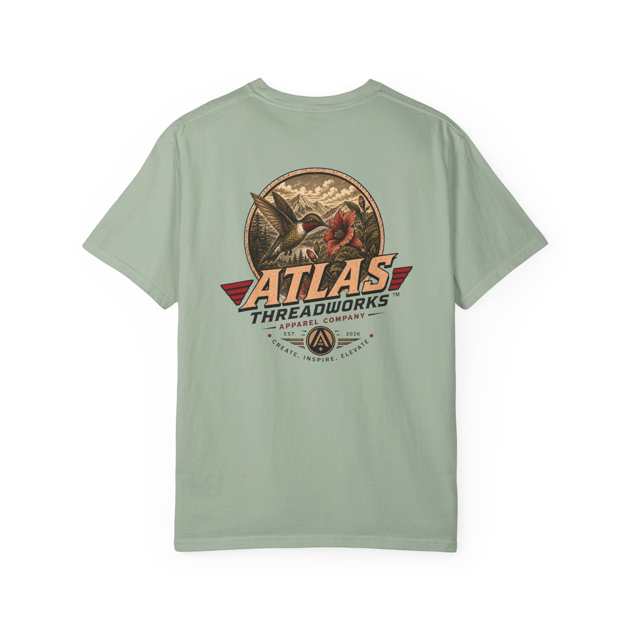 Atlas Threadworks Vintage Graphic T-Shirt — Retro Hummingbird Logo Tee