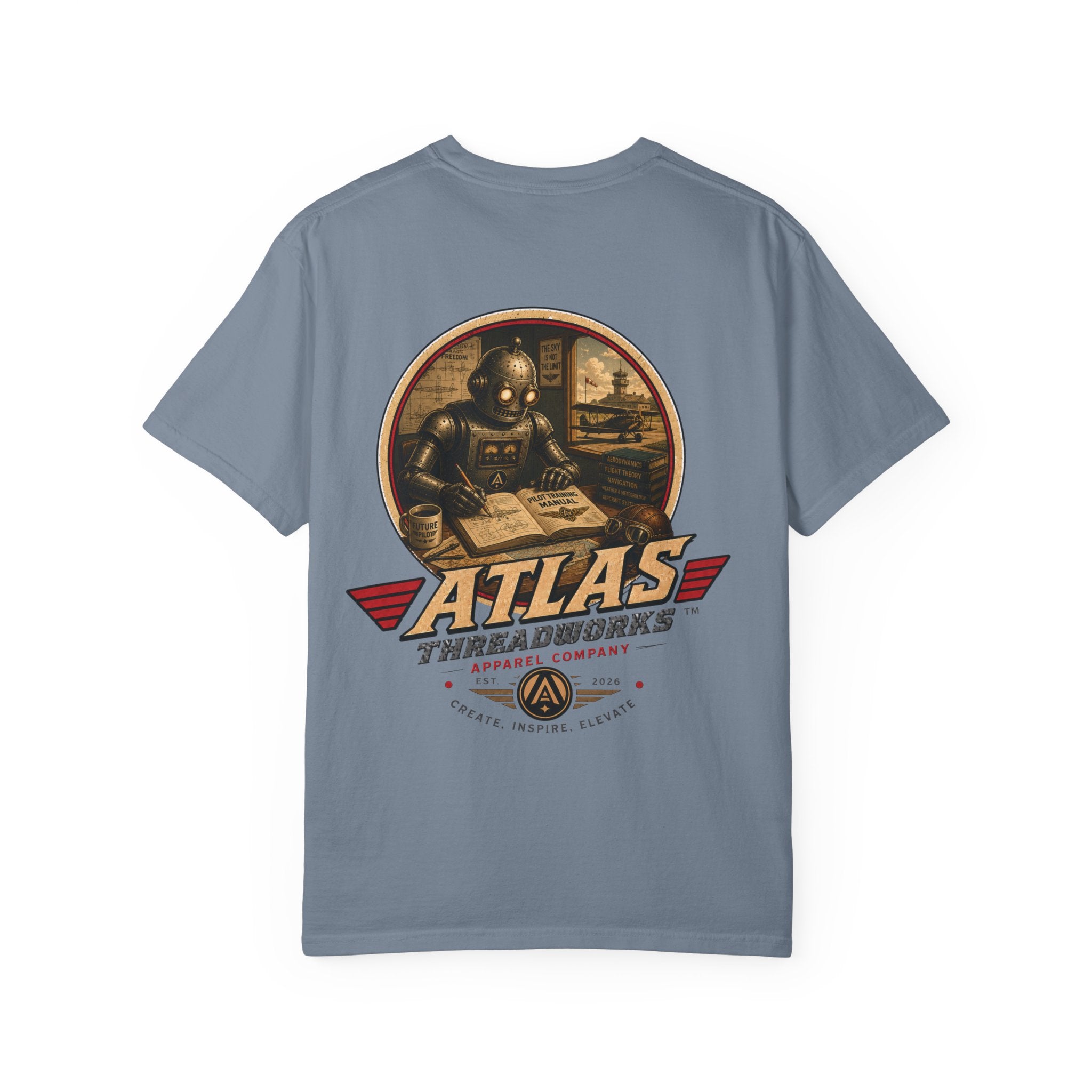 Atlas Threadworks Vintage Robot T‑Shirt — Retro Industrial Graphic Tee