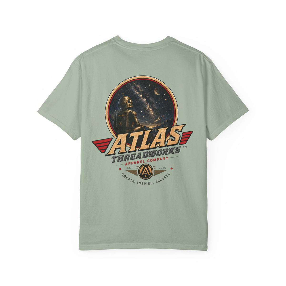 Atlas Threadworks T-Shirt — Vintage Robot and Sky Space Logo Tee