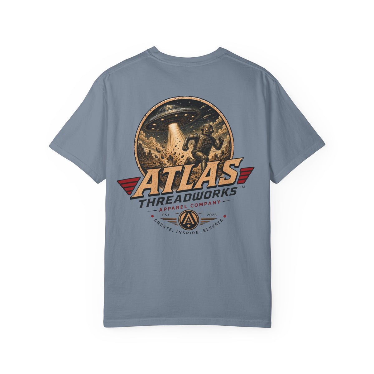 Atlas Threadworks Graphic T-Shirt — Vintage UFO Robot Chase