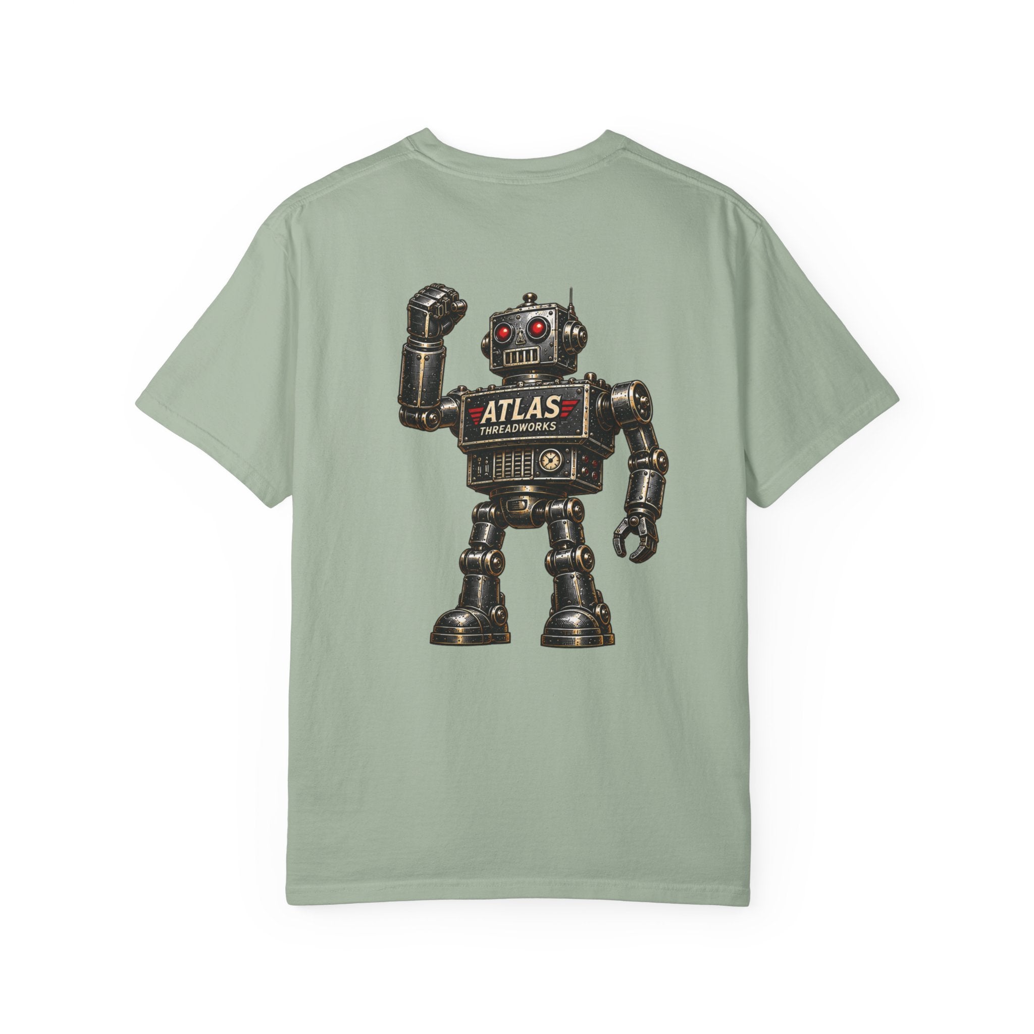 Robot Graphic T-Shirt — "ATLAS" Front Logo & Vintage Robot Back Print