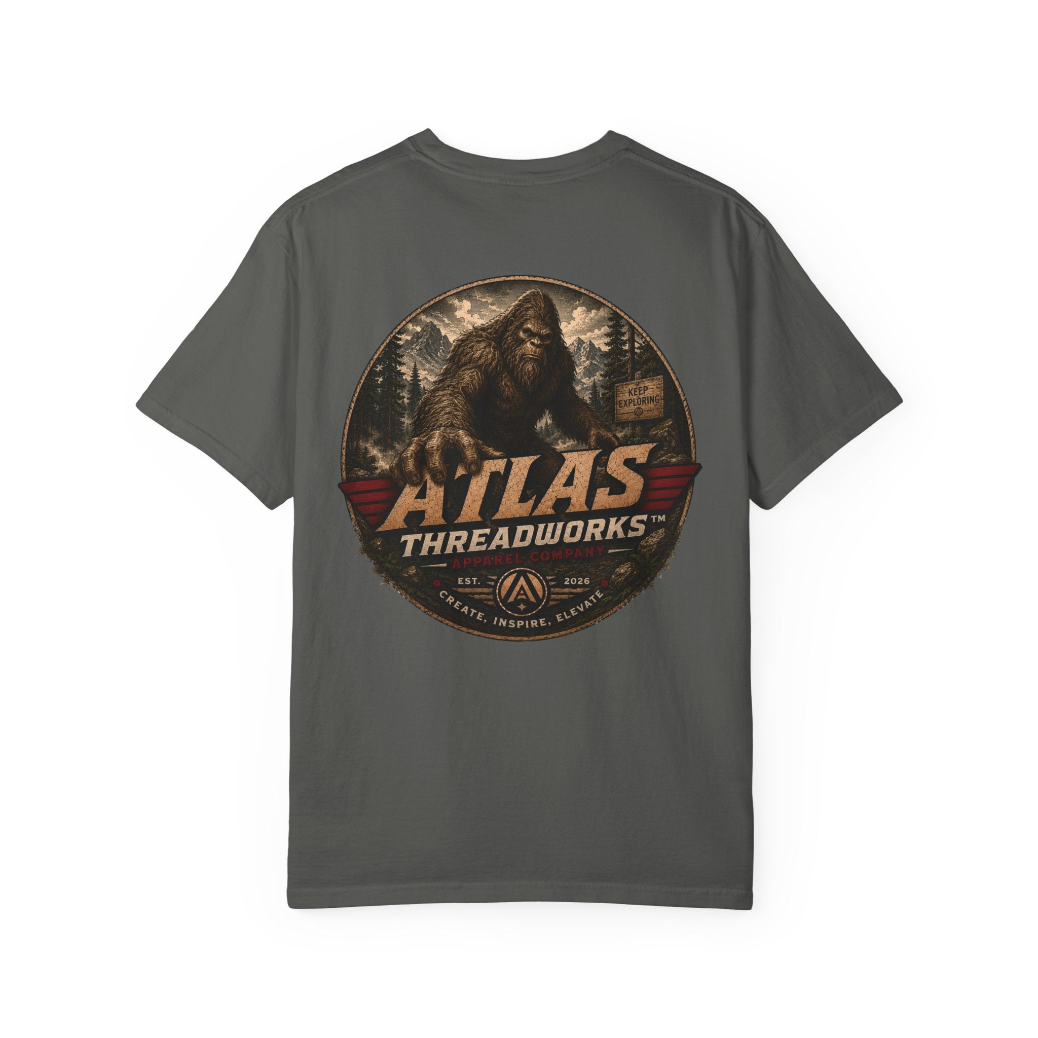 Atlas Threadworks T-Shirt — Retro Outdoor Bigfoot Graphic