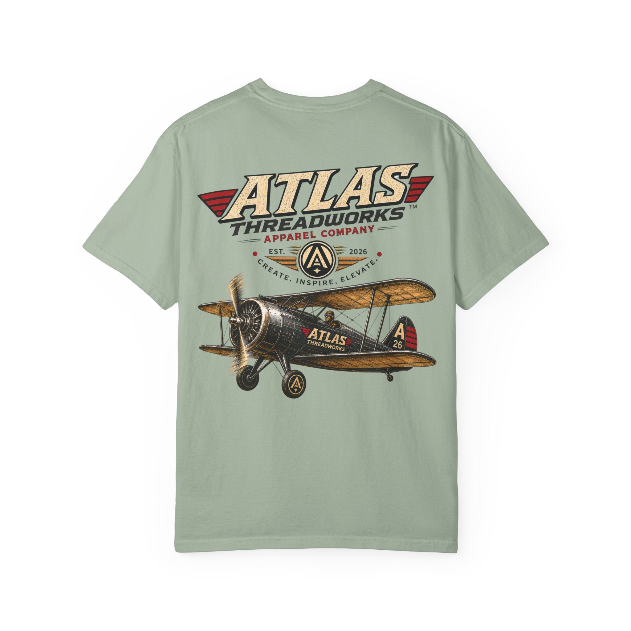 Vintage Biplane T-Shirt — Atlas Threadworks Retro Aviation Graphic Tee