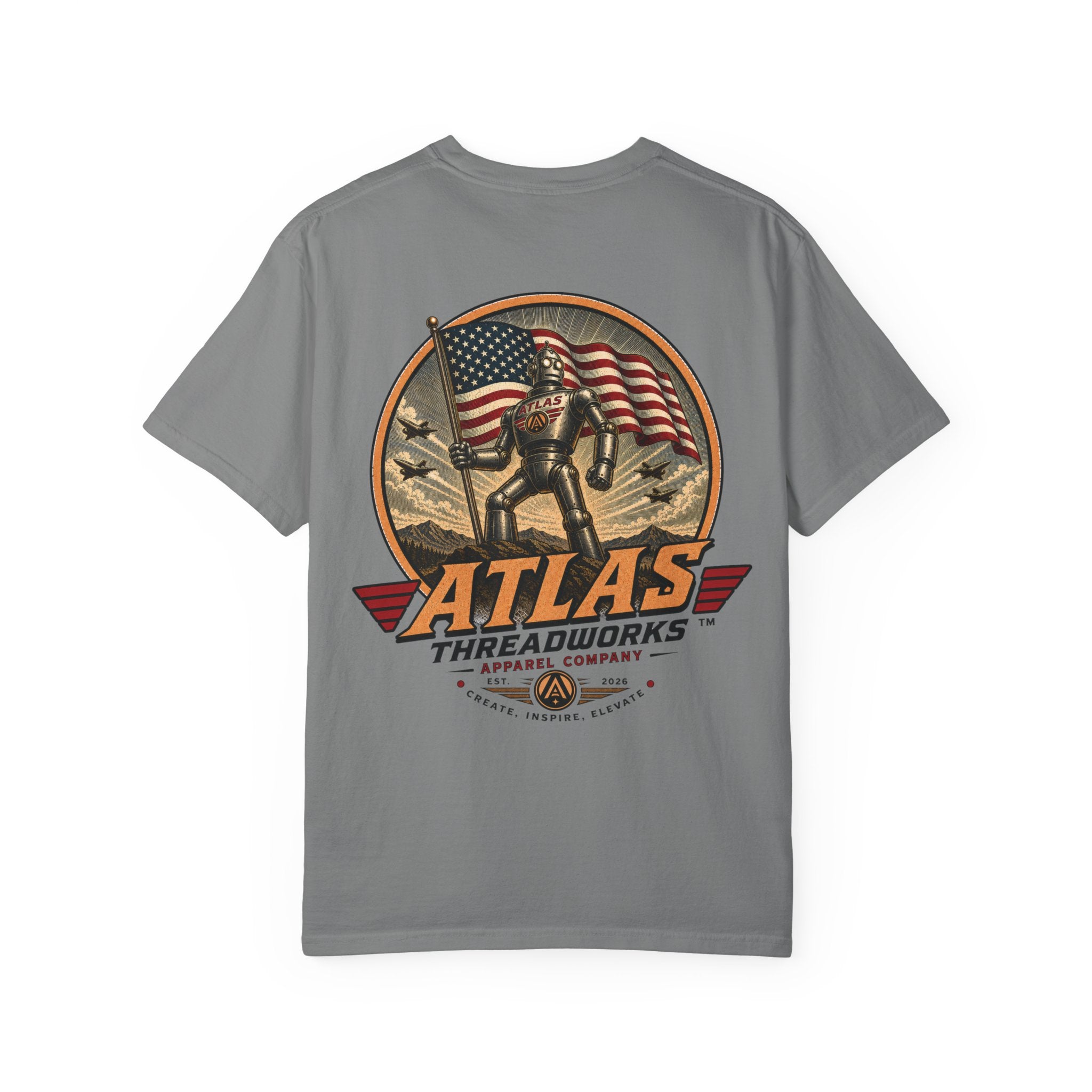 Atlas Threadworks Graphic T-Shirt — Vintage American Flag Atlas Design