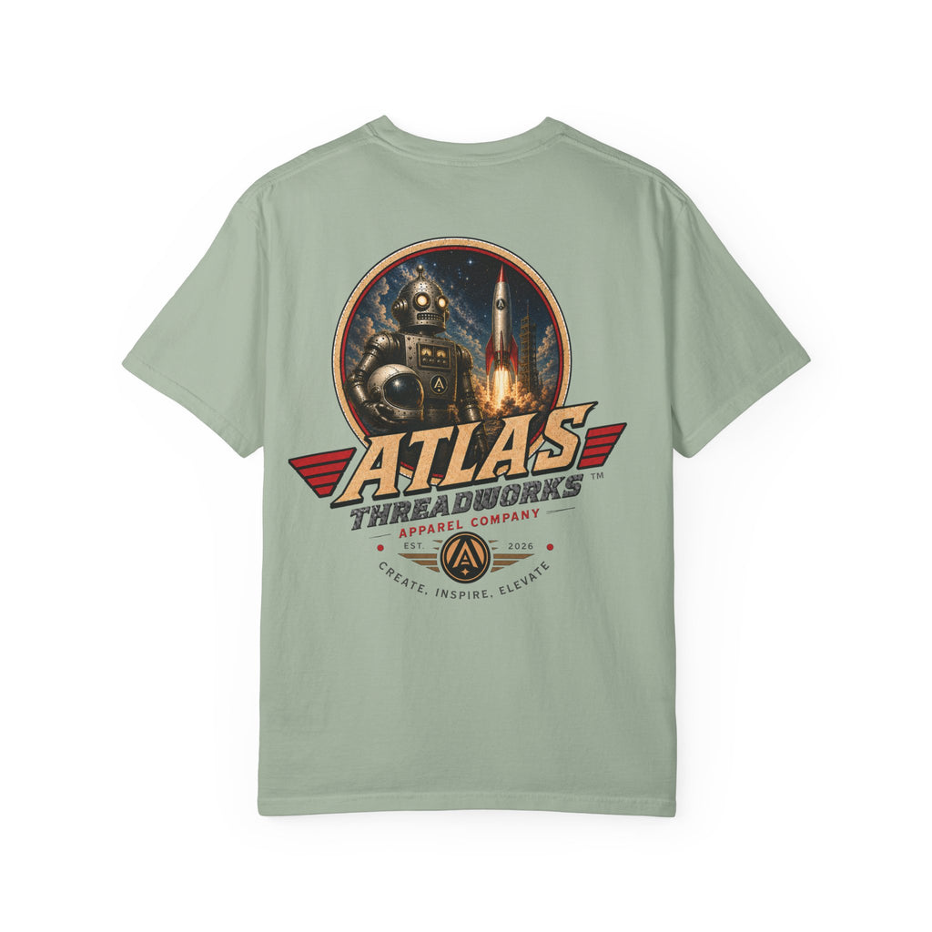 Atlas Threadworks Vintage Graphic Robot Rocket T-Shirt
