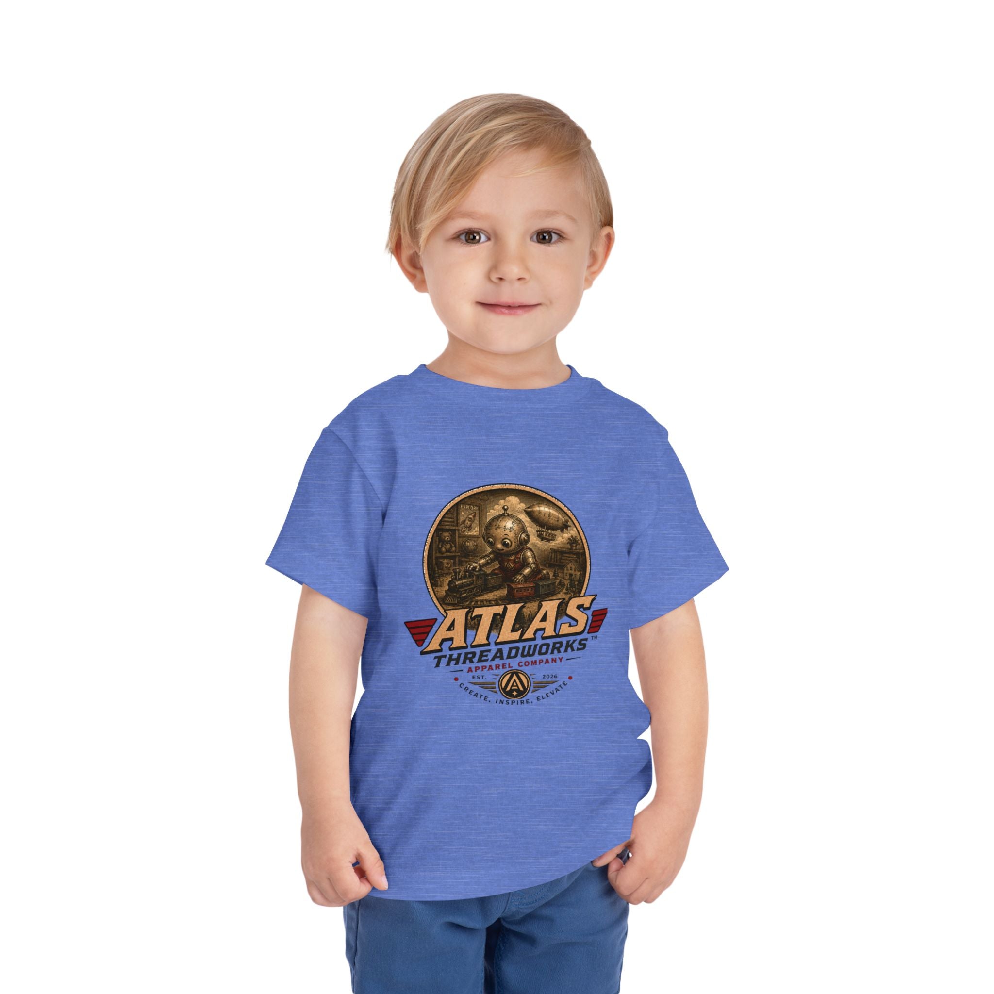 Atlas Threadworks Toddler Tee – Vintage Train Set Logo Kids Shirt