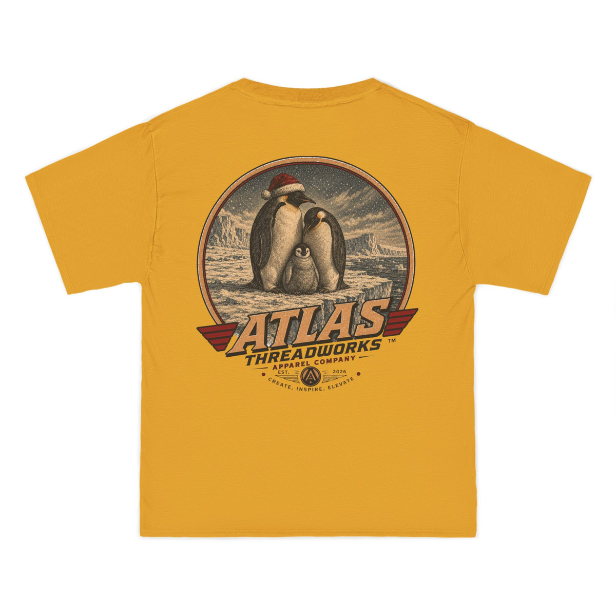Atlas Threadworks Vintage Christmas Penguin Graphic T-Shirt