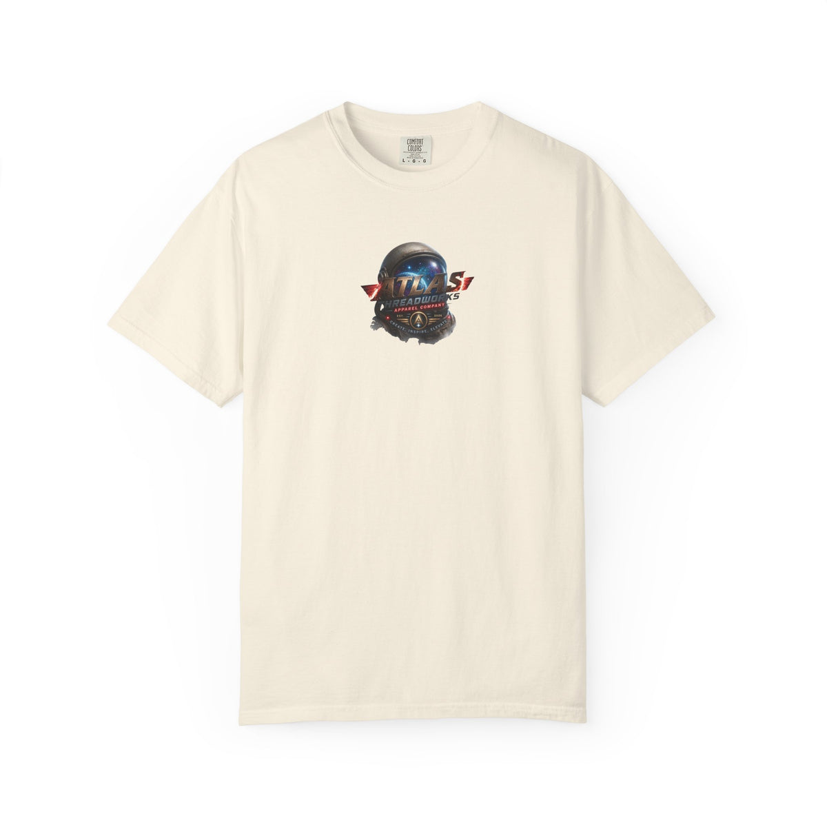 Graphic T‑Shirt — "Atlas Threadworks" Space Helmet Logo Tee