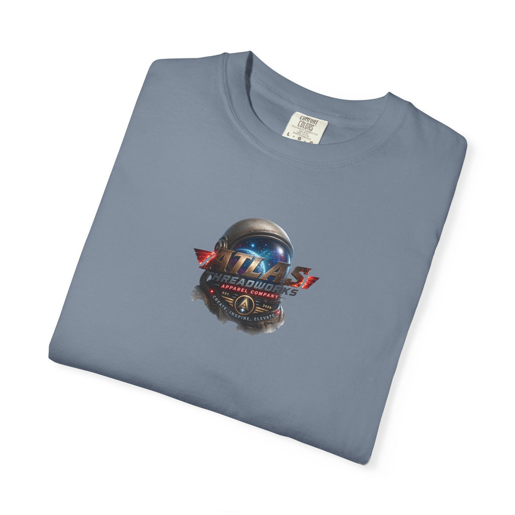 Graphic T‑Shirt — "Atlas Threadworks" Space Helmet Logo Tee