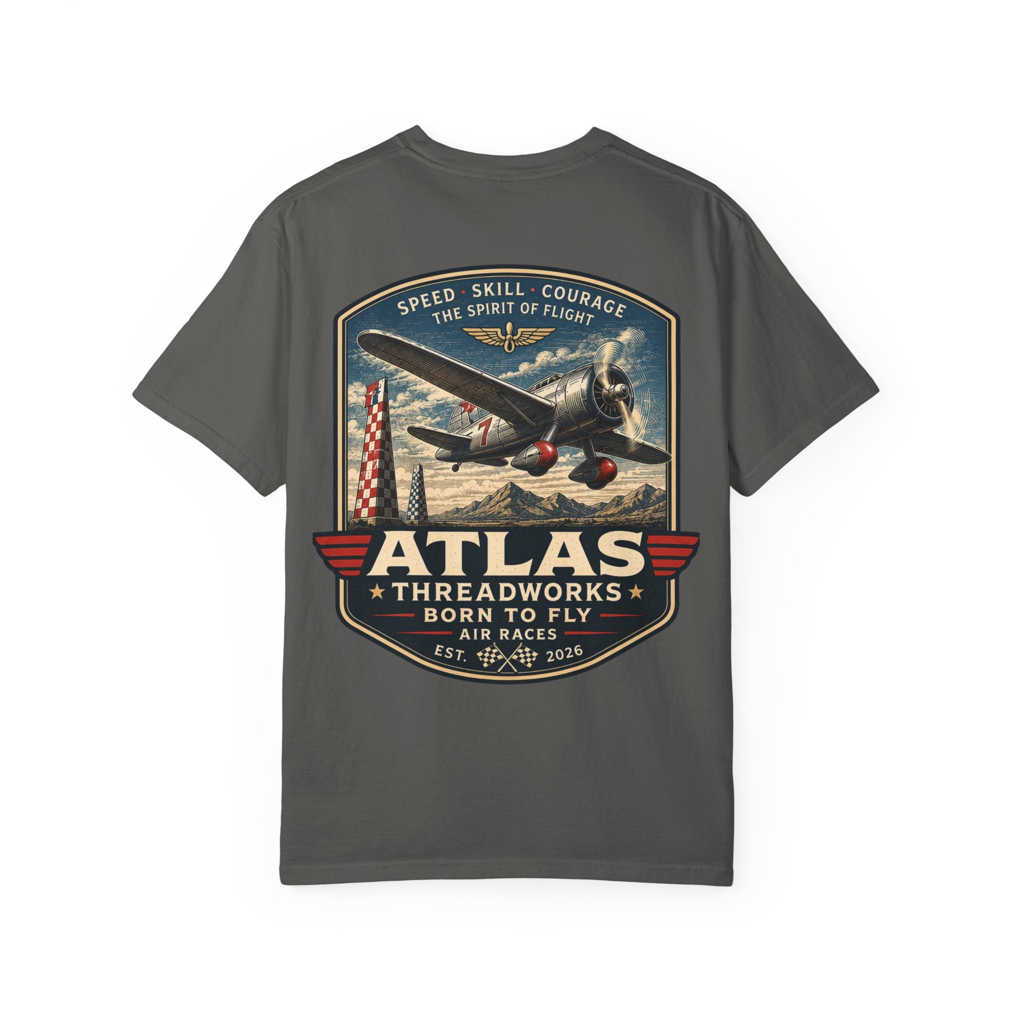 Atlas Threadworks Vintage Airplane T-Shirt — "Born to Fly" Graphic Tee