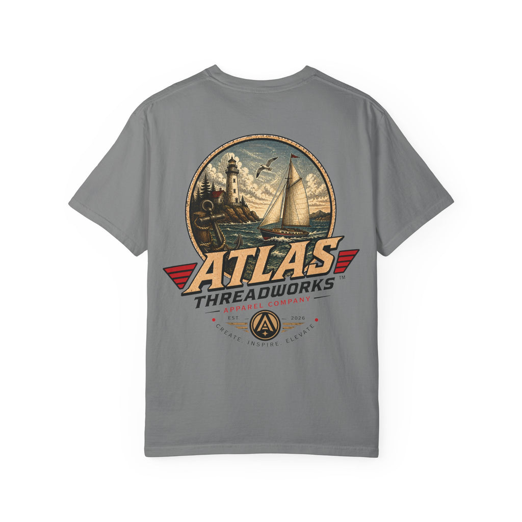 Nautical Anchor T-Shirt — "Atlas Threadworks" Vintage Sailboat Graphic