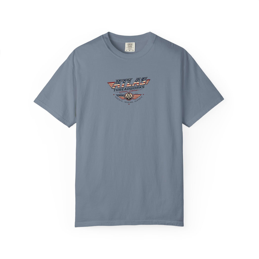 Atlas Threadworks Graphic T-Shirt — Vintage American Flag Atlas Design