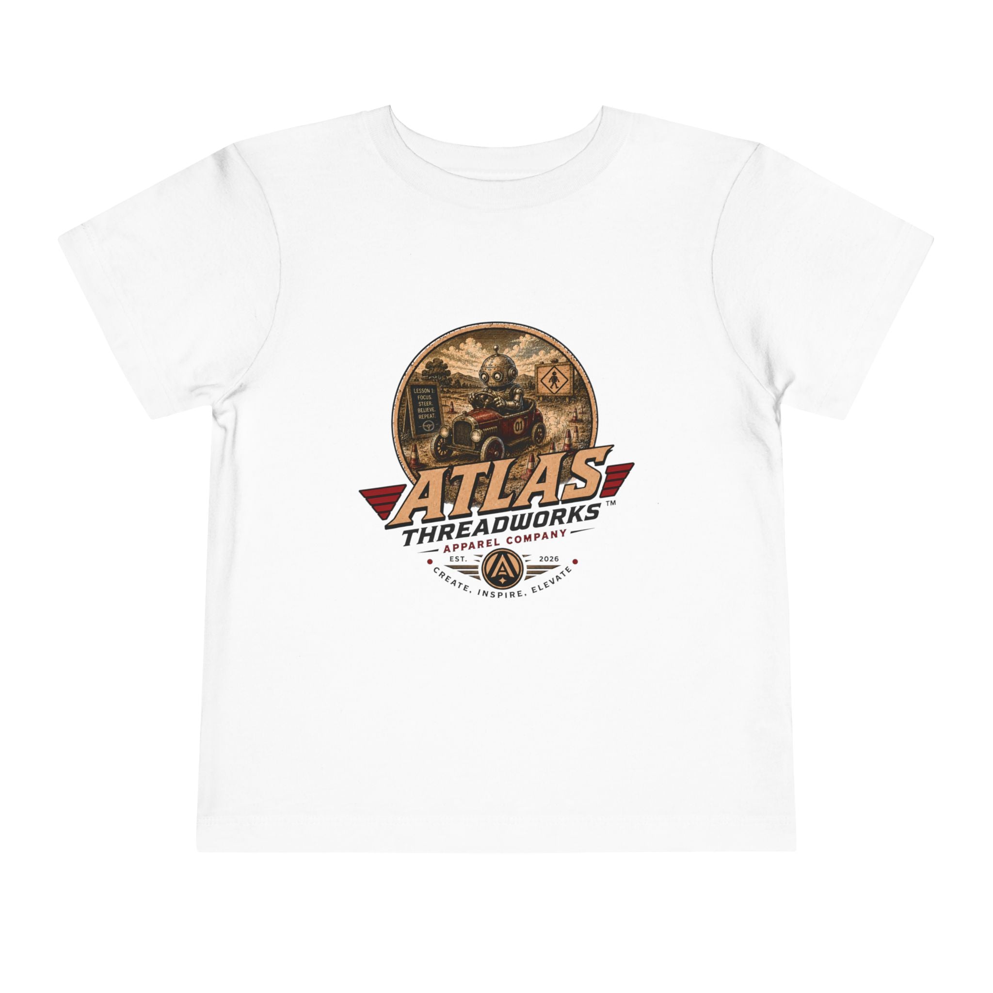 Toddler Tee — Atlas Threadworks Vintage Learning to Drive Logo Kids Shirt
