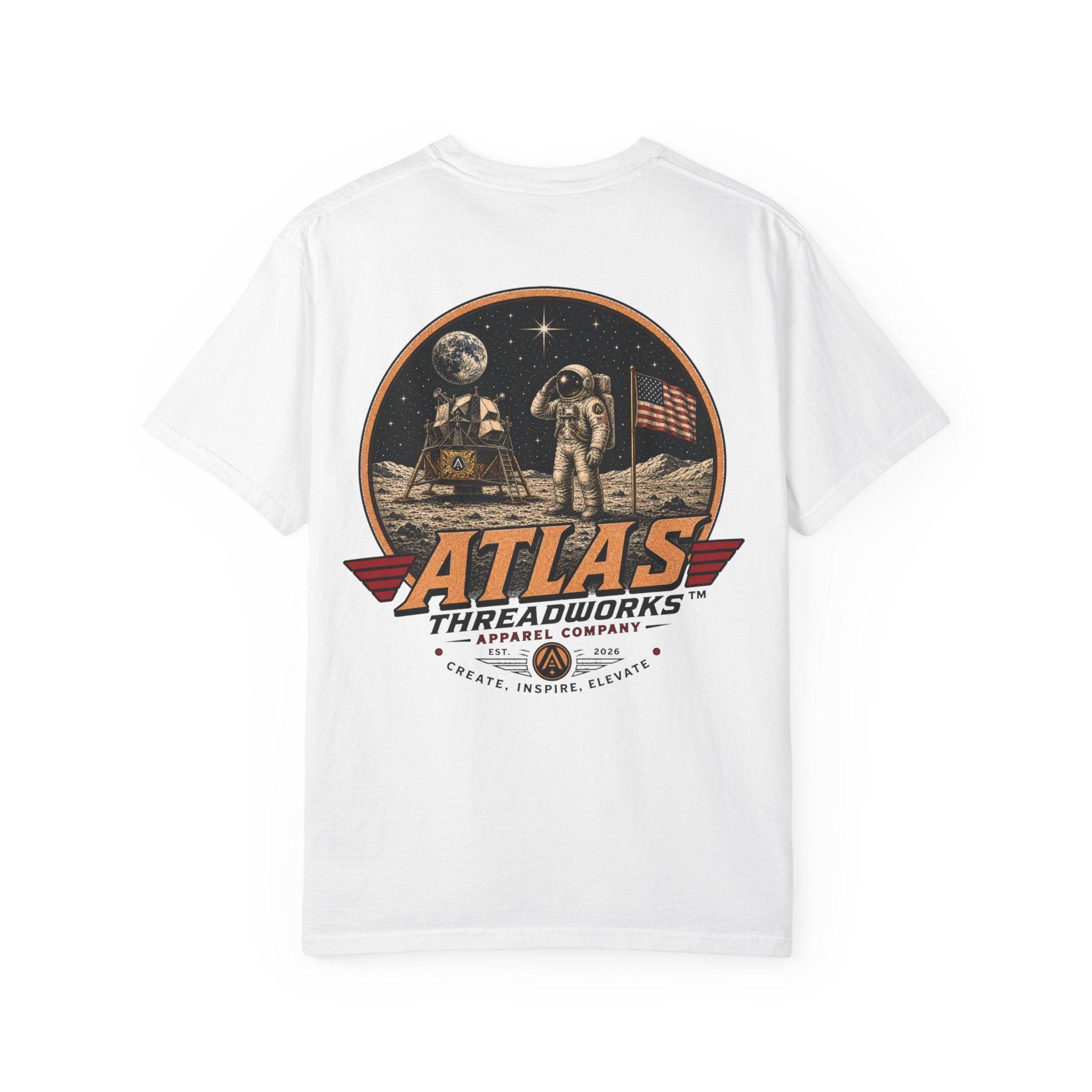 Atlas Threadworks Moon Landing Tee — Retro Astronaut Graphic T-Shirt