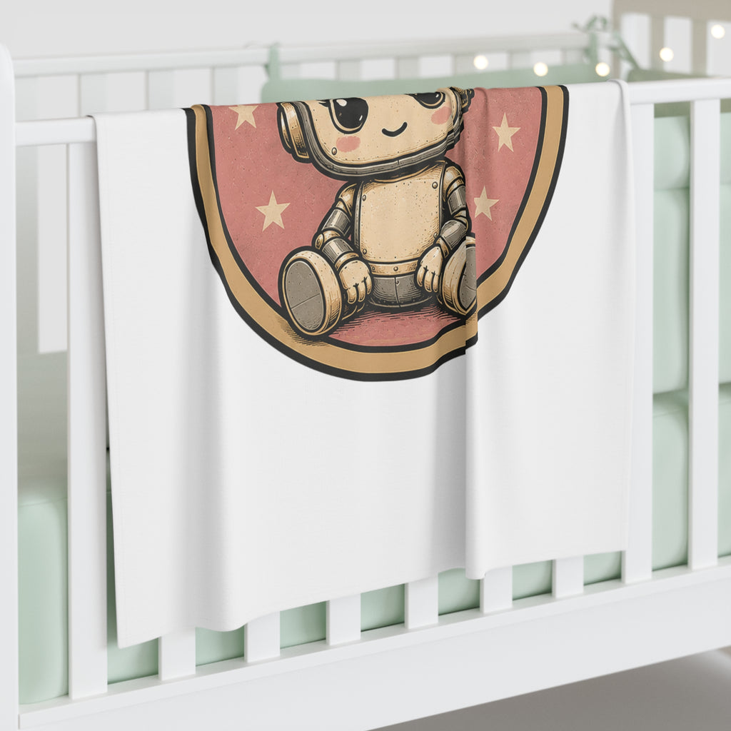 Baby Swaddle Blanket — Cute Retro Robot Girl Swaddle with Bow