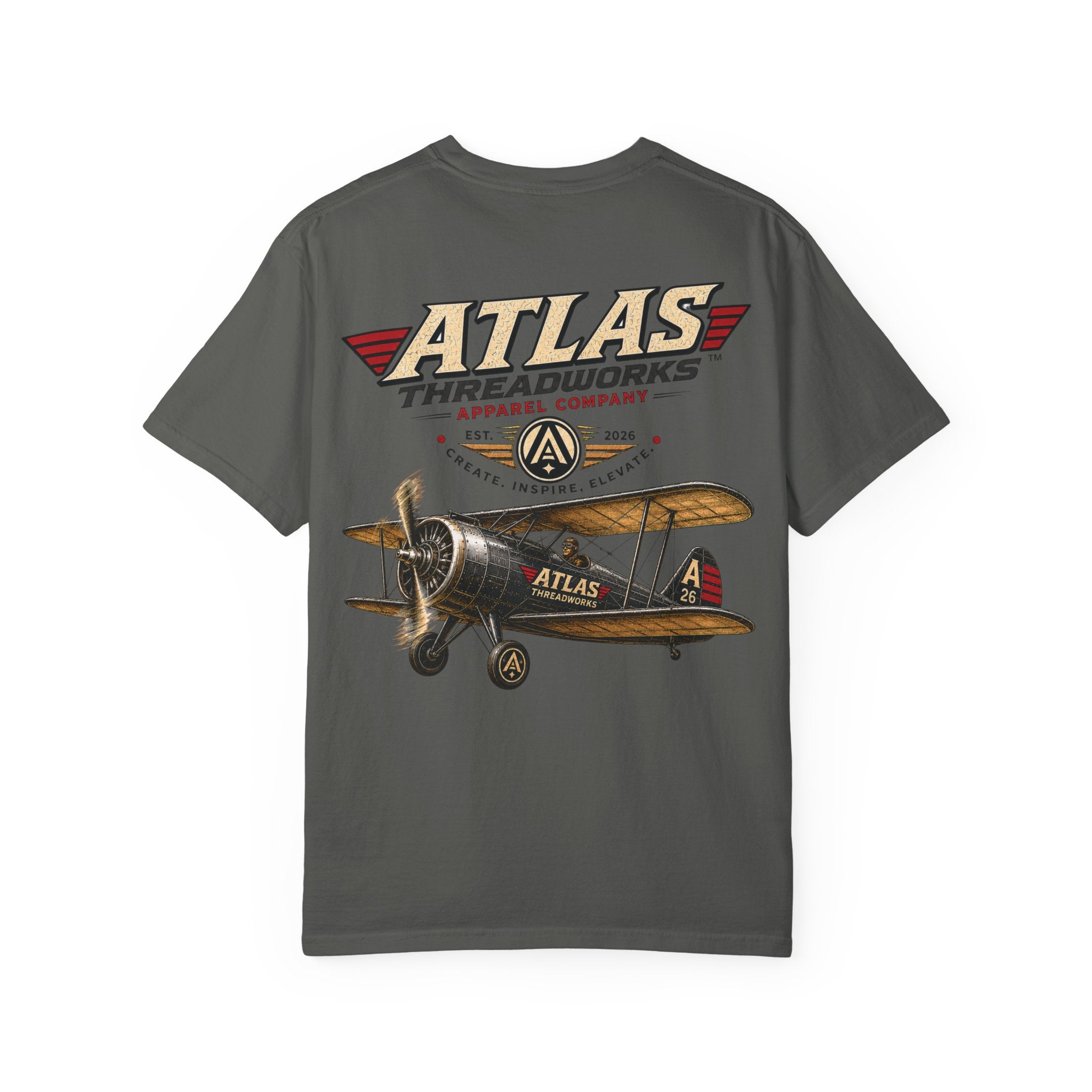 Vintage Biplane T-Shirt — Atlas Threadworks Retro Aviation Graphic Tee