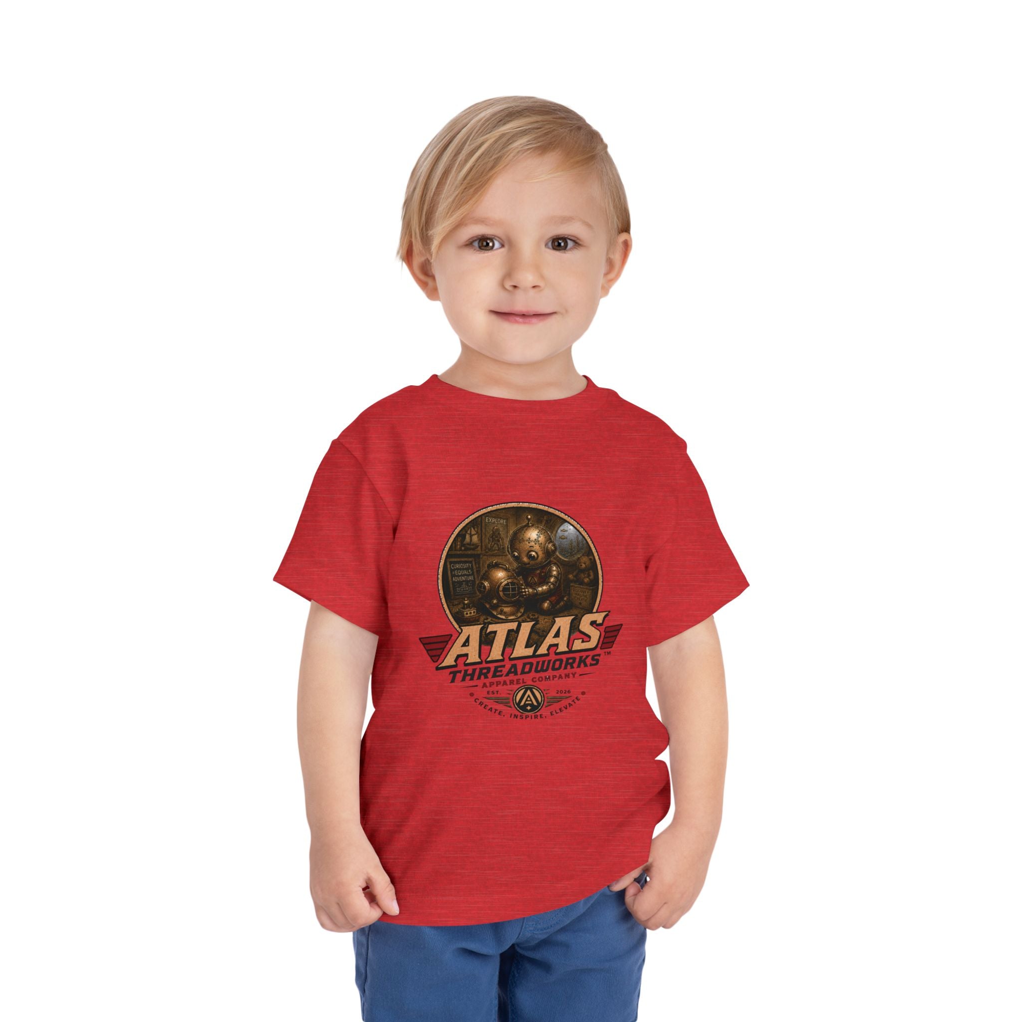 Atlas Threadworks Toddler Tee — Retro Vintage Diving Mechanic Logo