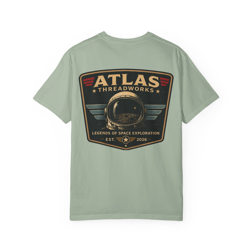 Atlas Threadworks Space Exploration T-Shirt — Retro Space Helmet Logo