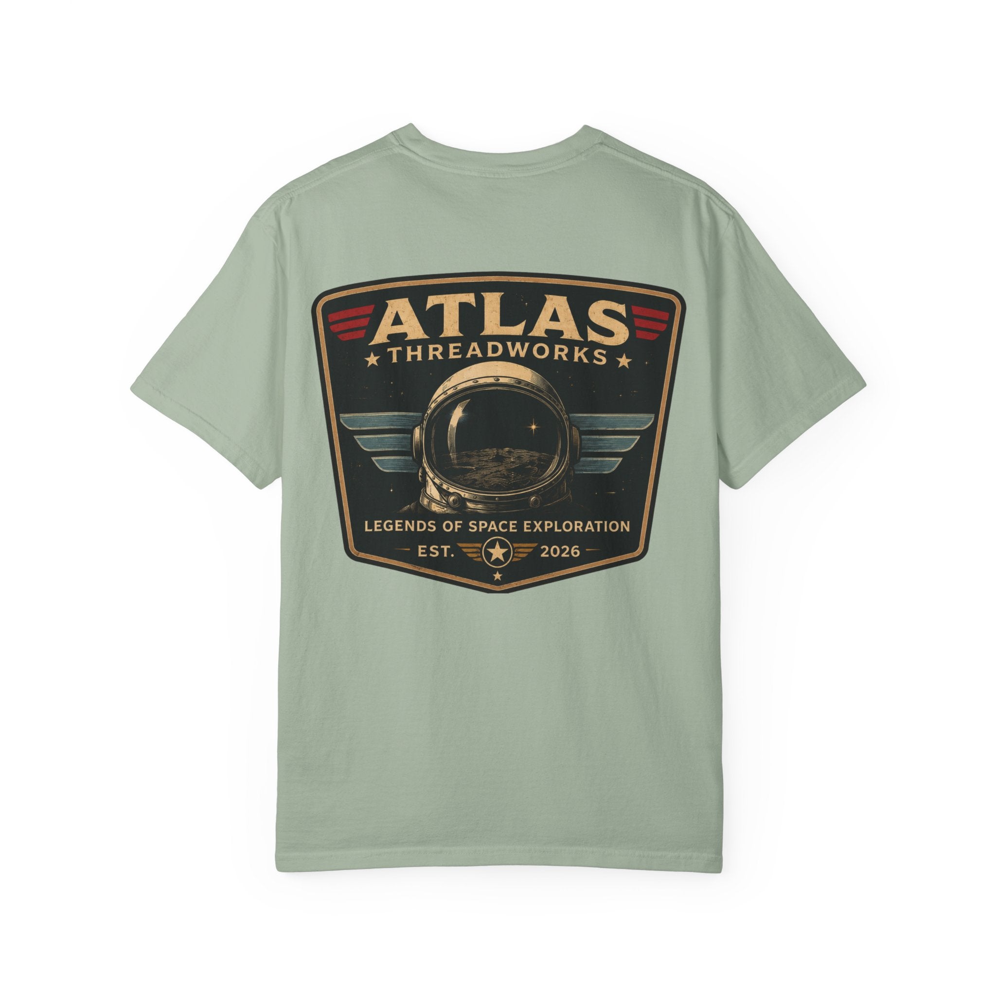 Atlas Threadworks Space Exploration T-Shirt — Retro Space Helmet Logo