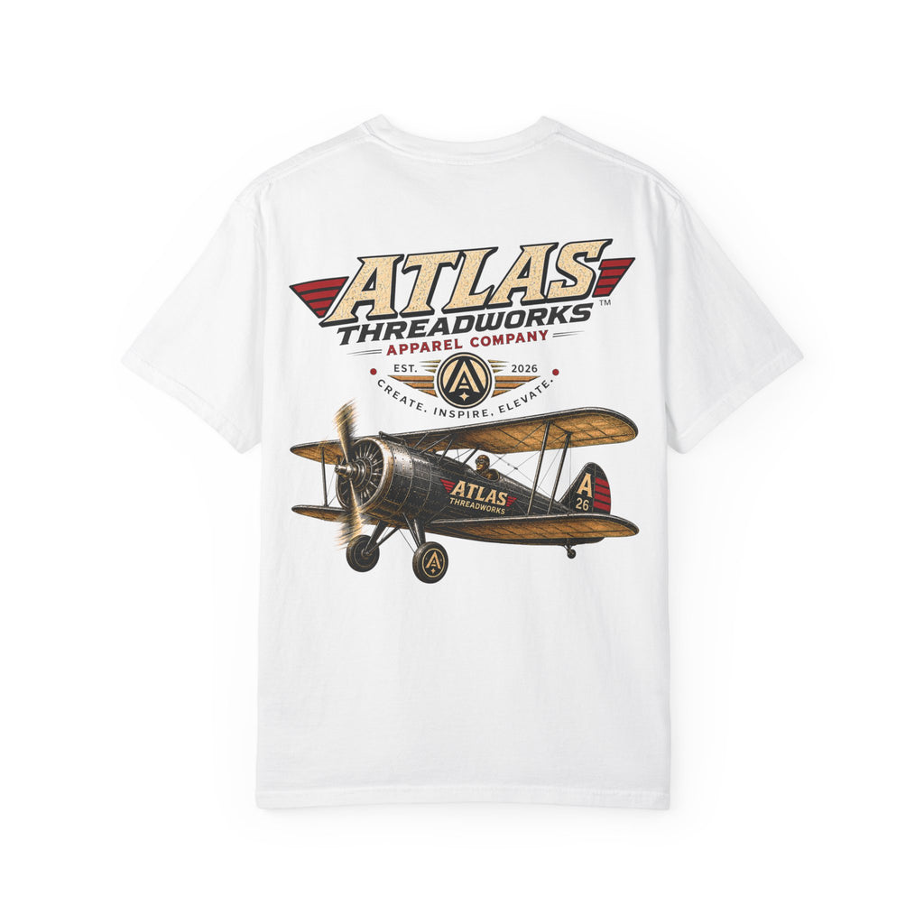 Vintage Biplane T-Shirt — Atlas Threadworks Retro Aviation Graphic Tee