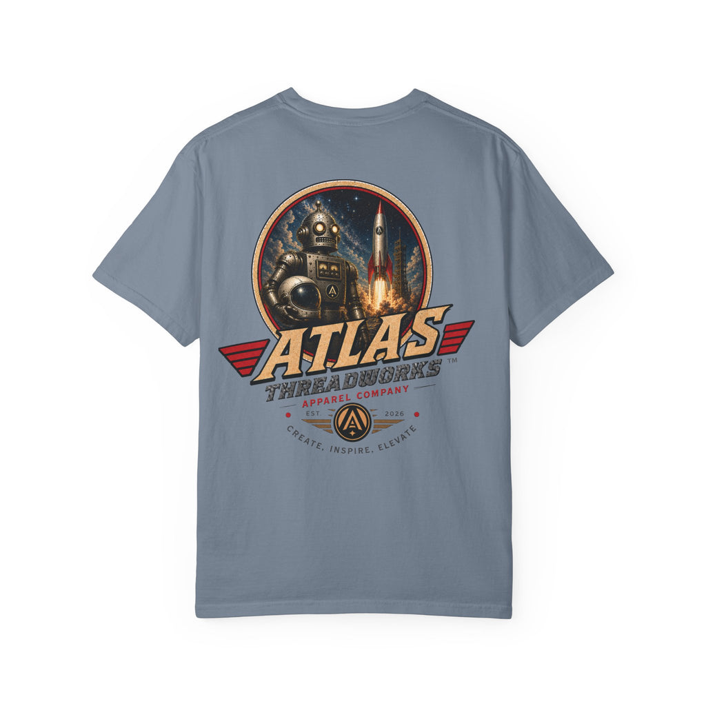 Atlas Threadworks Vintage Graphic Robot Rocket T-Shirt