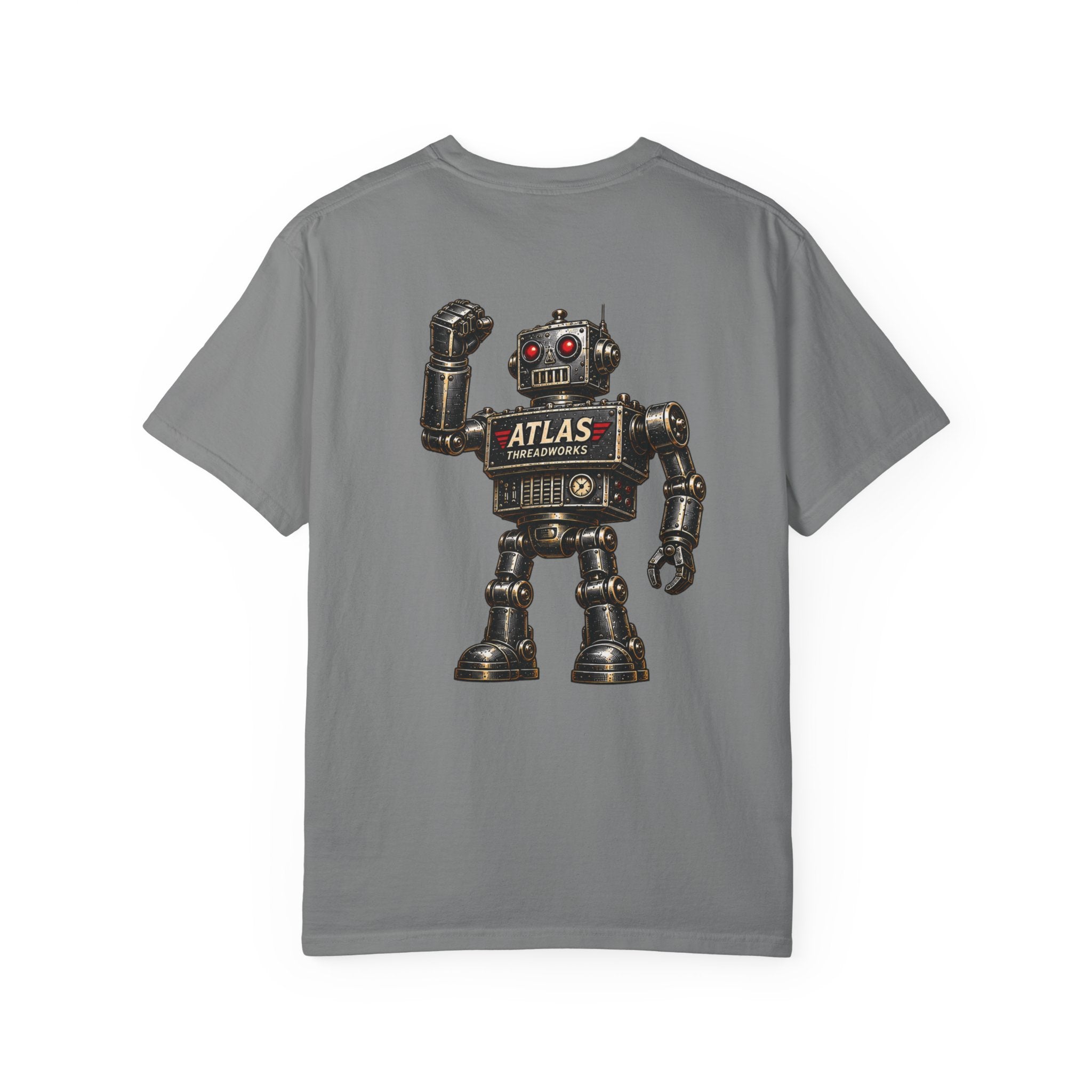 Robot Graphic T-Shirt — "ATLAS" Front Logo & Vintage Robot Back Print