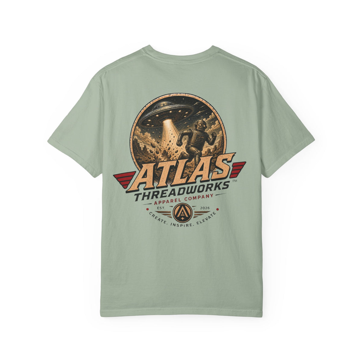 Atlas Threadworks Graphic T-Shirt — Vintage UFO Robot Chase