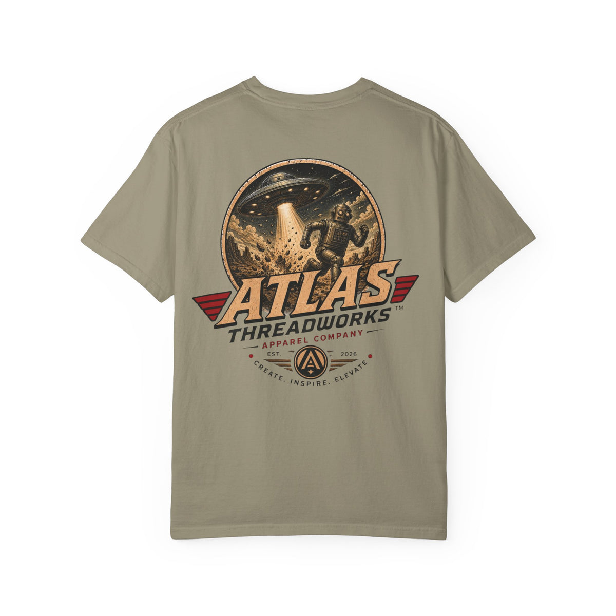Atlas Threadworks Graphic T-Shirt — Vintage UFO Robot Chase