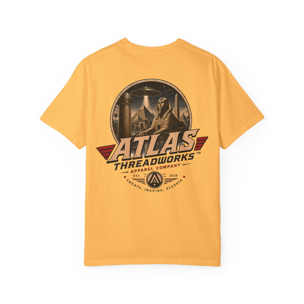 Atlas Threadworks Vintage Logo T‑Shirt Ancient Egypt UFO
