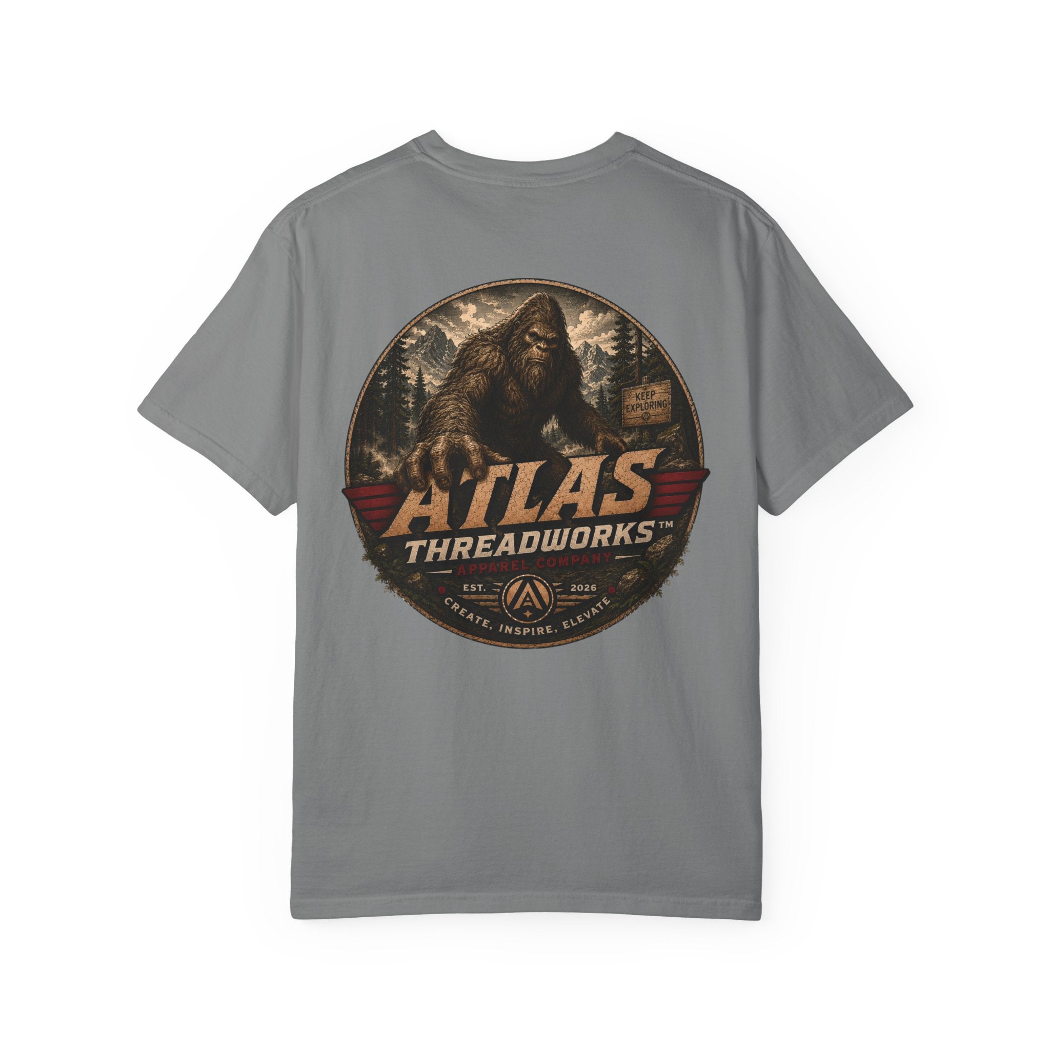 Atlas Threadworks T-Shirt — Retro Outdoor Bigfoot Graphic